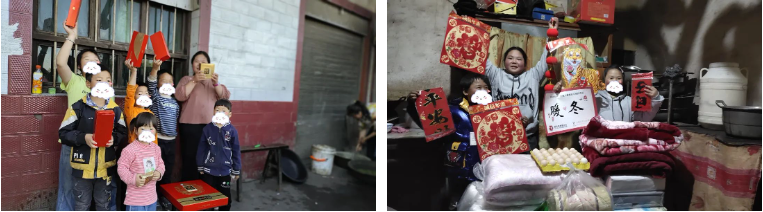收到月饼和新春物资的佳媛姐弟们.png